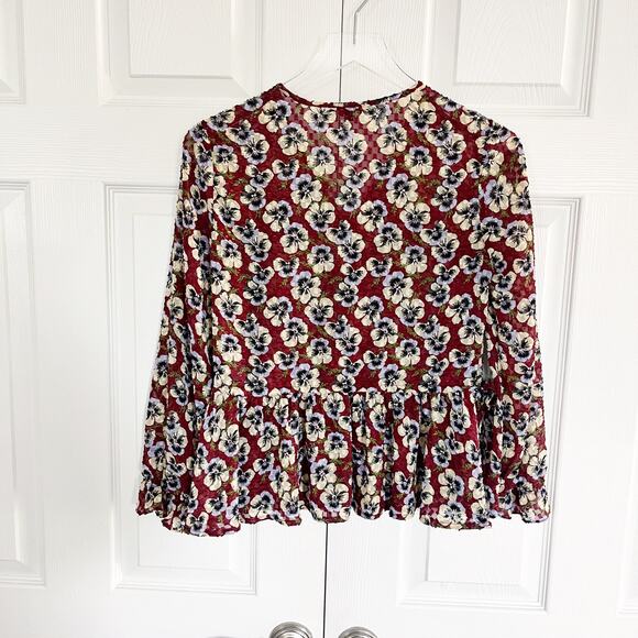 Madewell Drawstring Ruffle Hem Top in Viola Floral - Picture 10 of 10